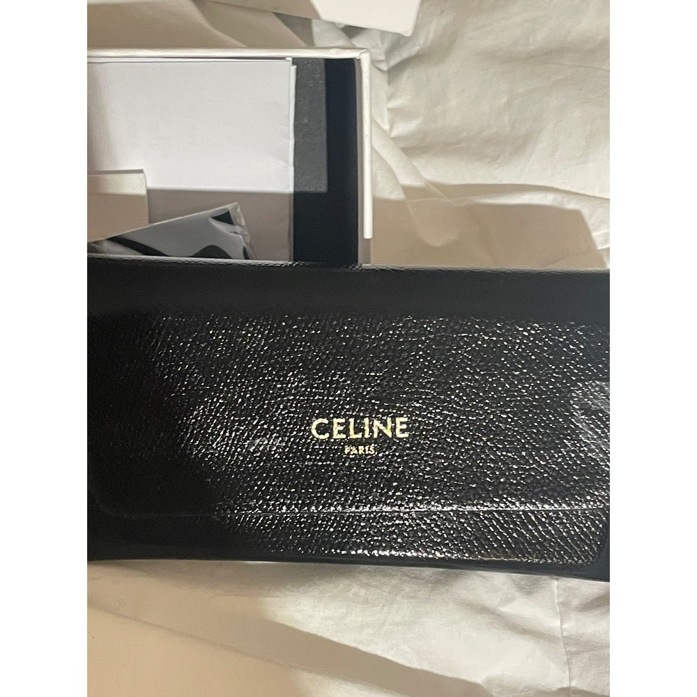 CELINE PARIS CL40216U Black Acetate Square Sunglasses with Gold Triomphe Logo - Picture 7 of 9